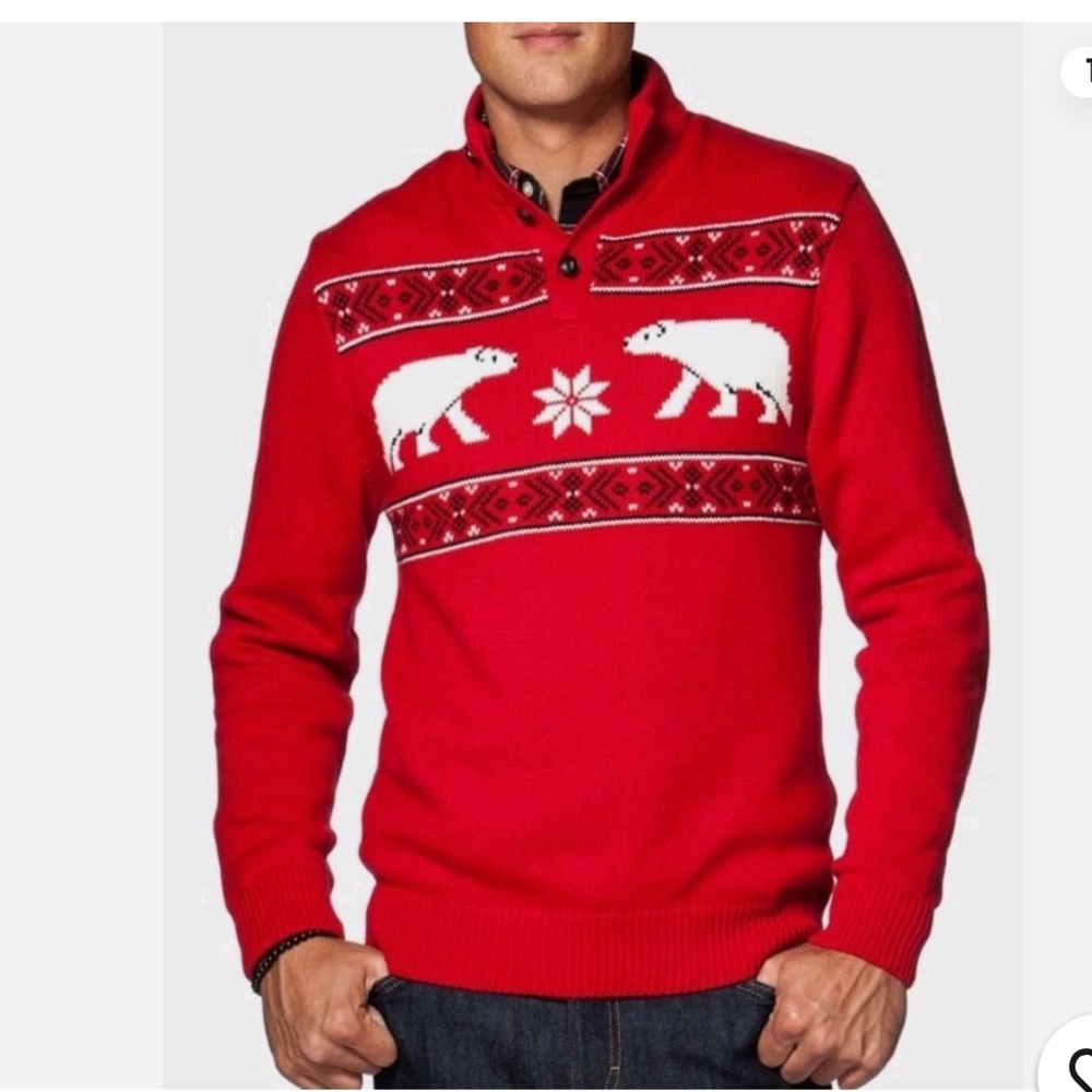 Chaps XXL Red and White Polar Bear Sweater 100% cotton Christmas Holiday